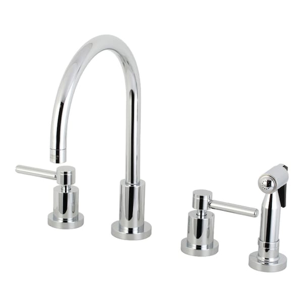 KS8721DLBS Concord 8" Widespread Kitchen Faucet W/ Brass Sprayer, Chrm